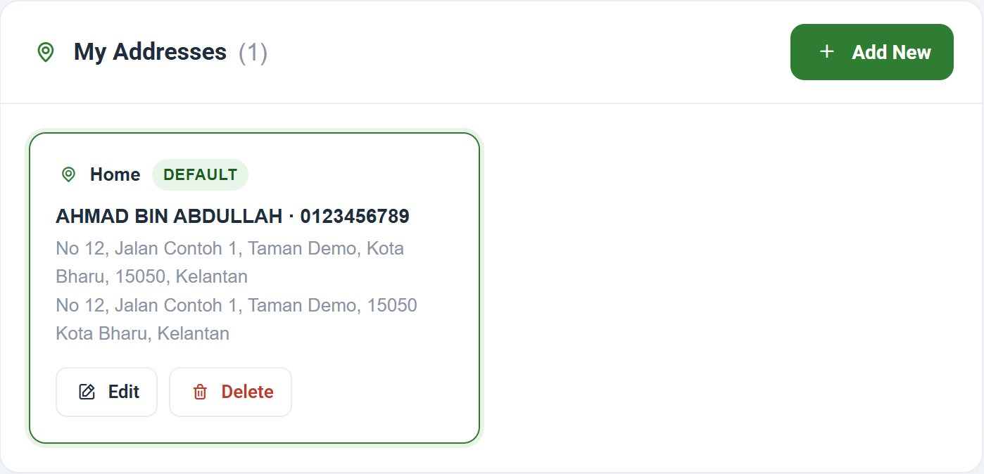 My Address list