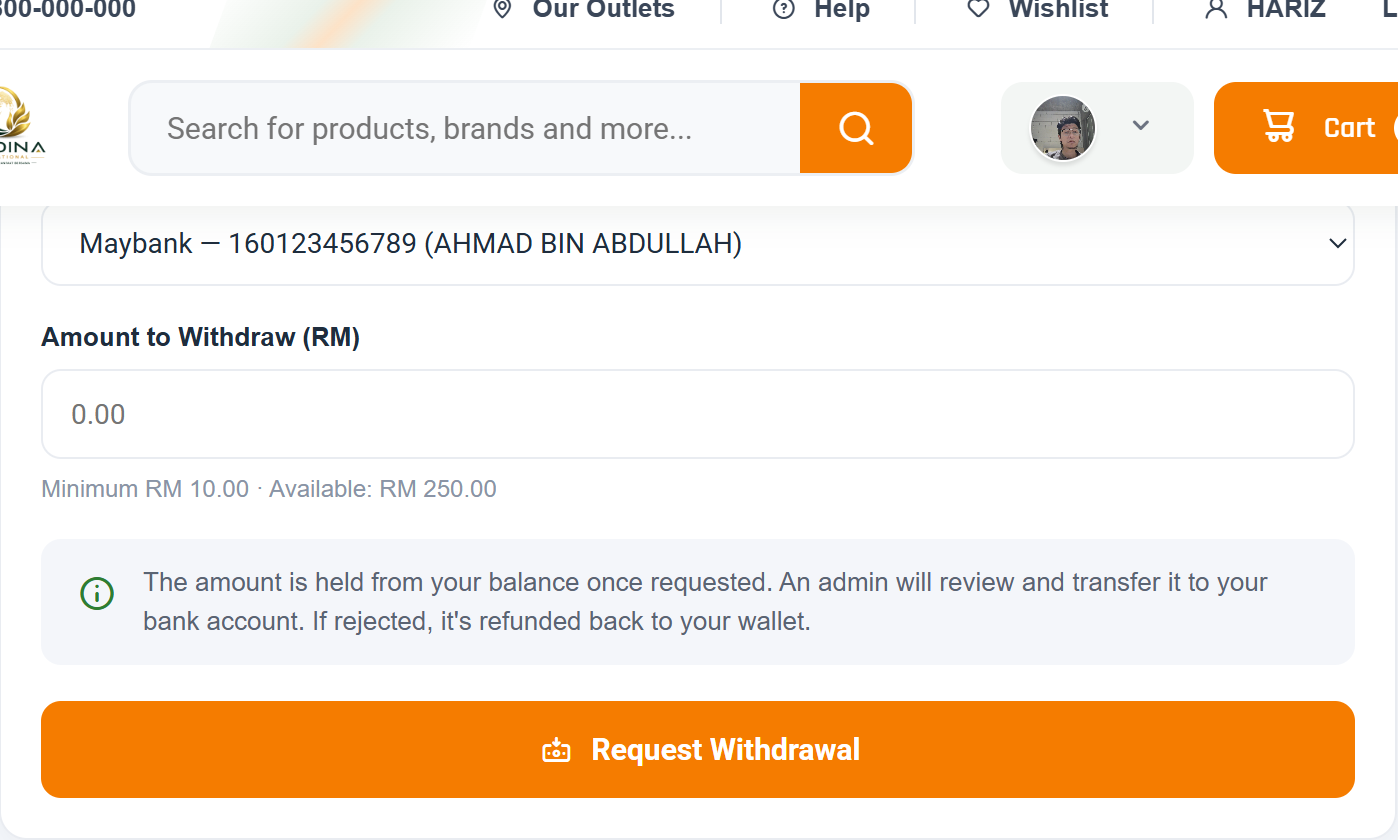 Withdrawal request form