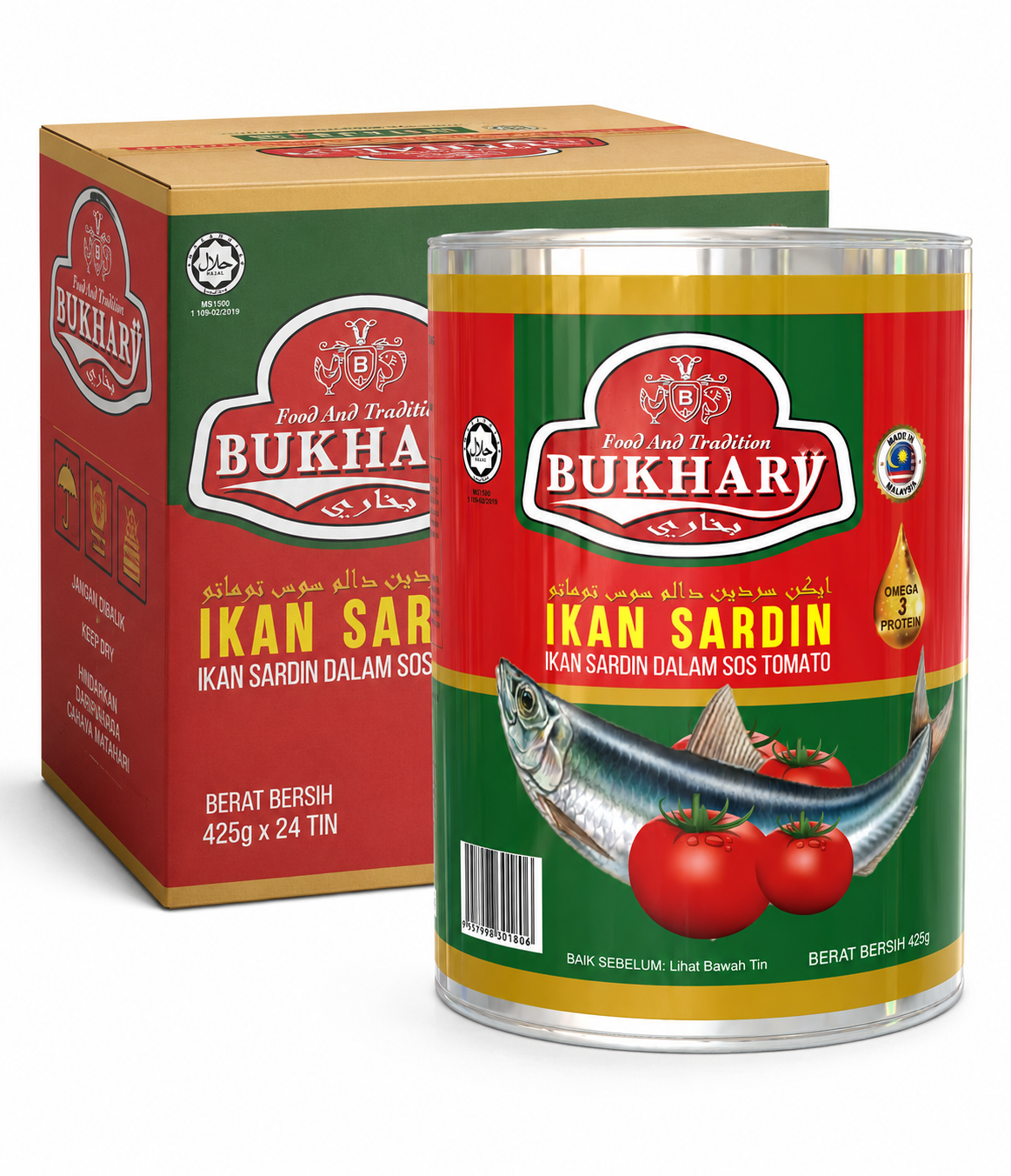 Carton Sardin Dalam Tomato Sos (Pedas) - BUKHARY 425g x 24